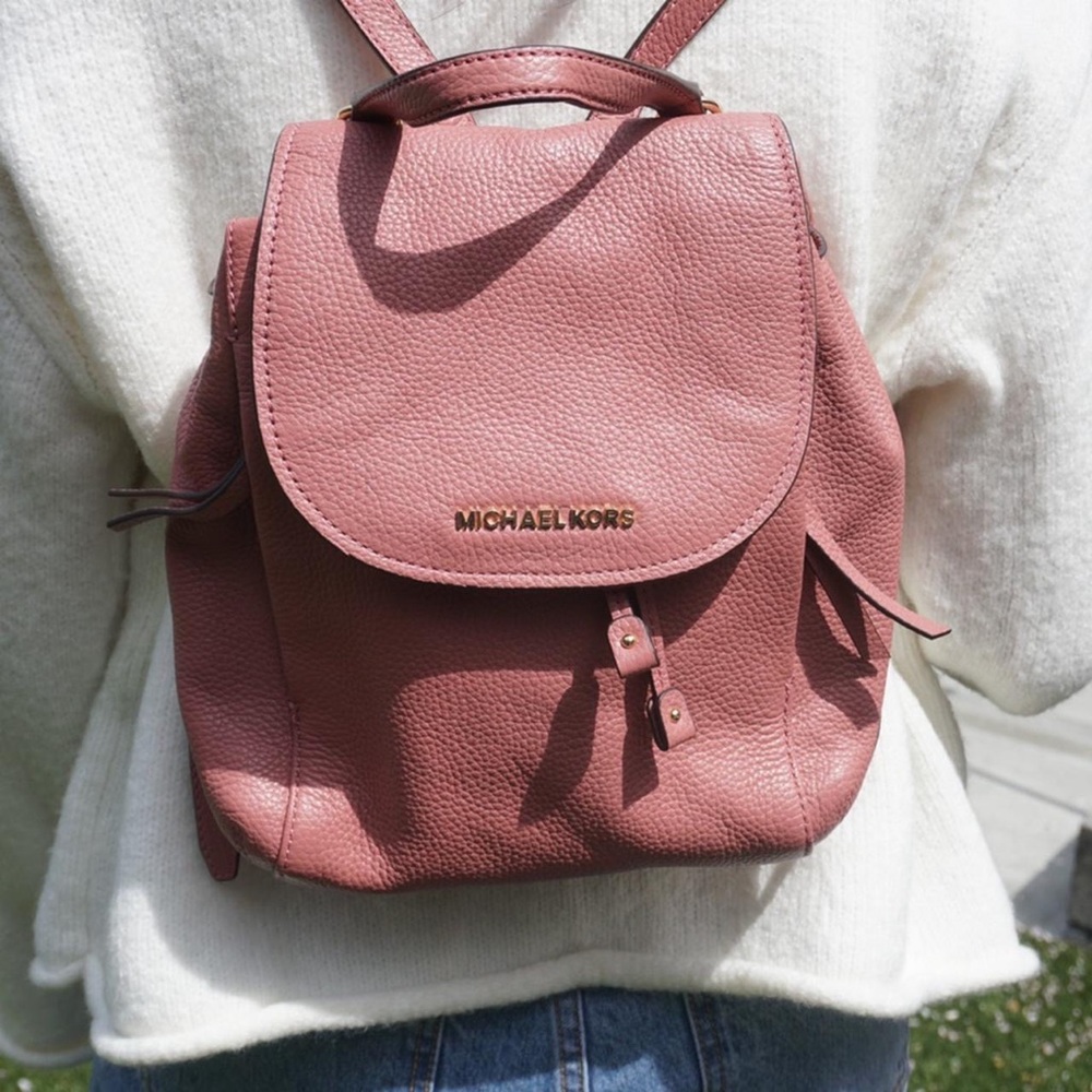 Michael Kors Real Leather Medium Riley Backpack in rose. New with tags.